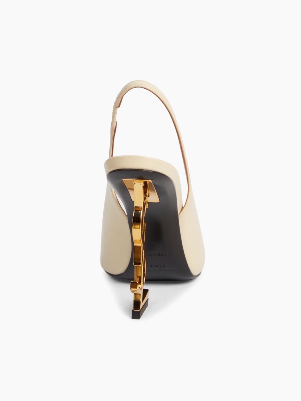 Saint Laurent YSL Opyum 100mm Ivory Slingback Pumps YSL Logo Heel - Picture 2 of 14